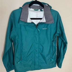 Marmot Teal Green Hooded Lightweight Rain Jacket